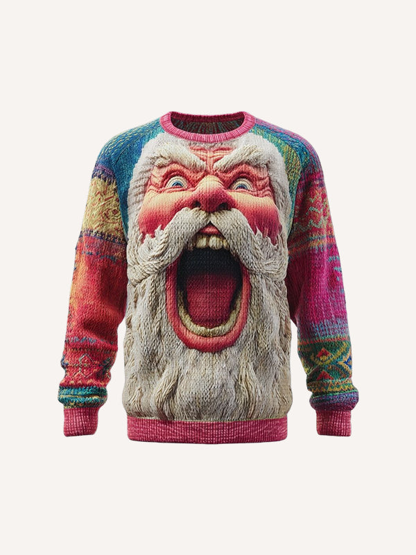 Candy-colored Santa Claus sweatshirt with a cheerful and cheerful design