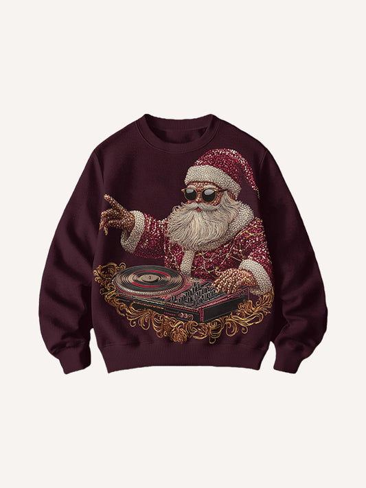 DJ Santa Claus will be playing passionately for you on a crew neck sweatshirt