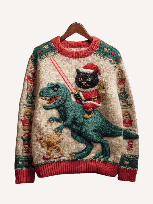 I rode a dinosaur to visit everyone Santa Claus is still behind me Covered sweatshirt