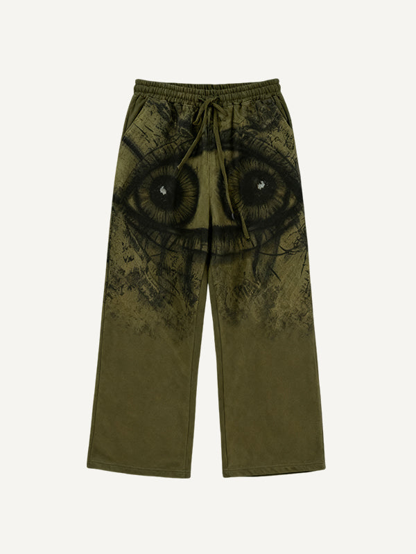 High-end hand-painted retro 1987 trousers with devilish eyes