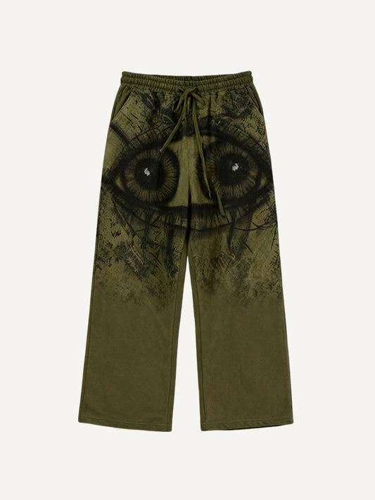 High-end hand-painted retro 1987 trousers with devilish eyes