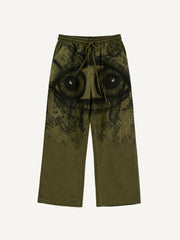 High-end hand-painted retro 1987 trousers with devilish eyes