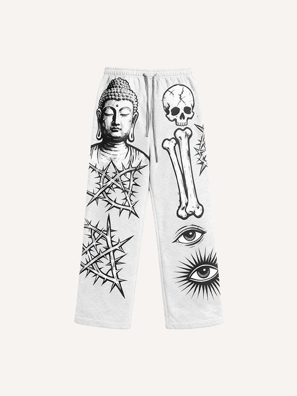 Buddha's salvation of all things printed fashion trousers