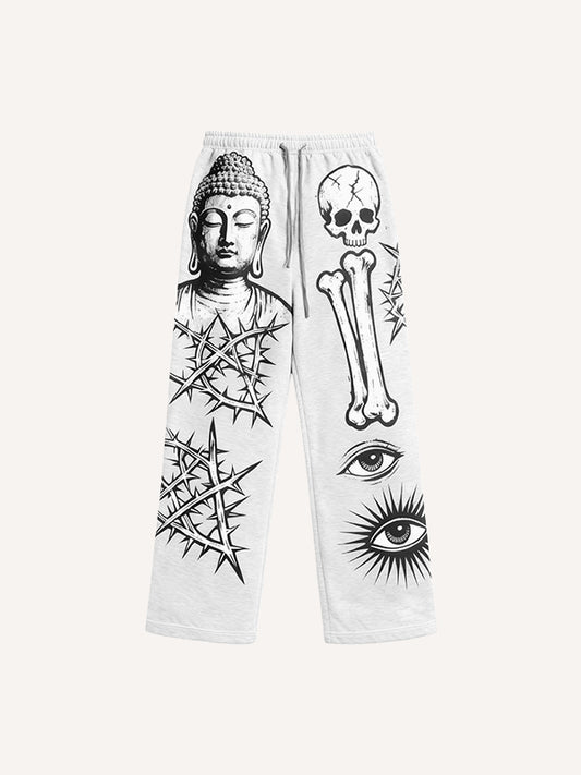 Buddha's salvation of all things printed fashion trousers