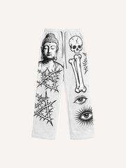 Buddha's salvation of all things printed fashion trousers