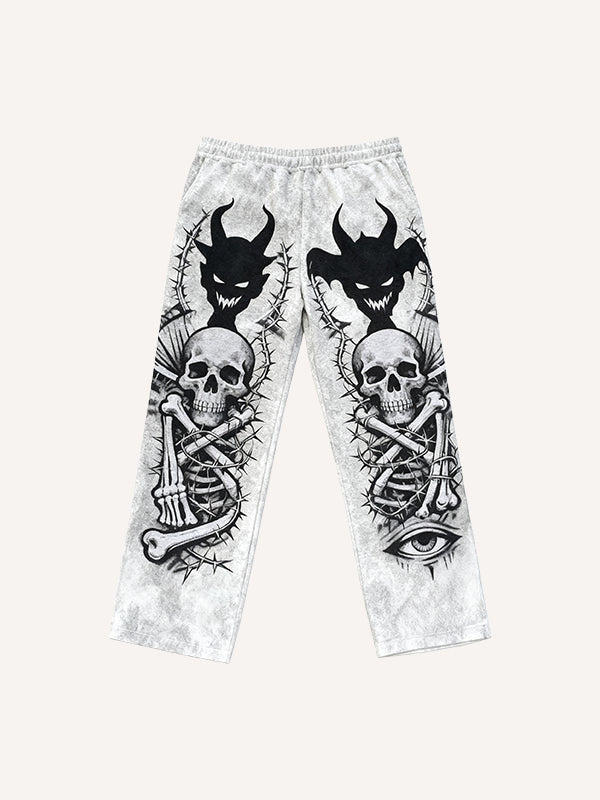 Fear is everywhere printed fashion trousers