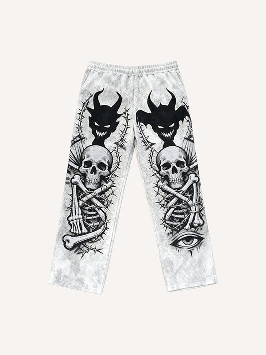 Fear is everywhere printed fashion trousers