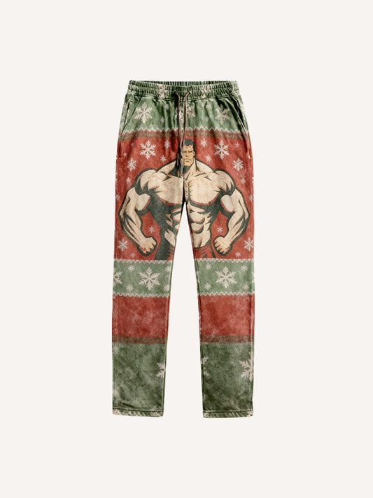 Santa Claus is also a muscular man in trousers