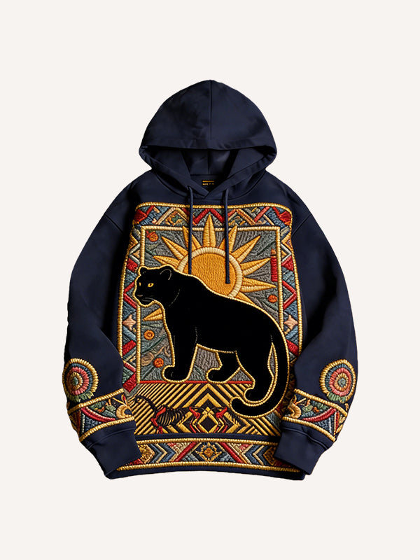 King of the Night Black Panther Embroidered Print Sweatshirt