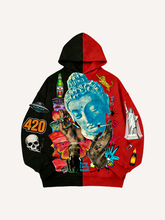 Modern Art 420 Printed Sweatshirt with Illustrations of Gods and Buddhas