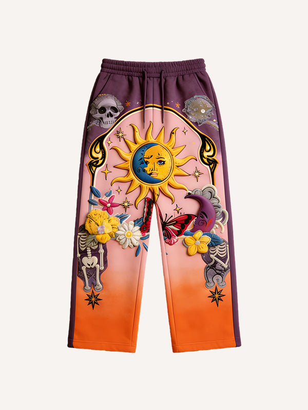 Sun and Moon Classic Gothic Y2K Printed Trousers