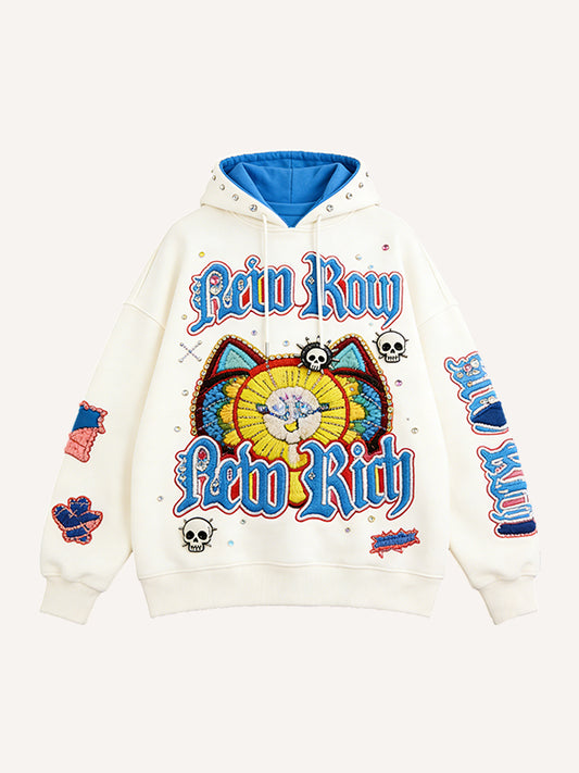 Y2K Printed Textured Letter Sweatshirt