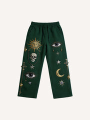 Ancient starry sky prophecy print trousers