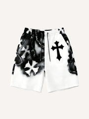 Personalized inkjet printed textured hooded shorts
