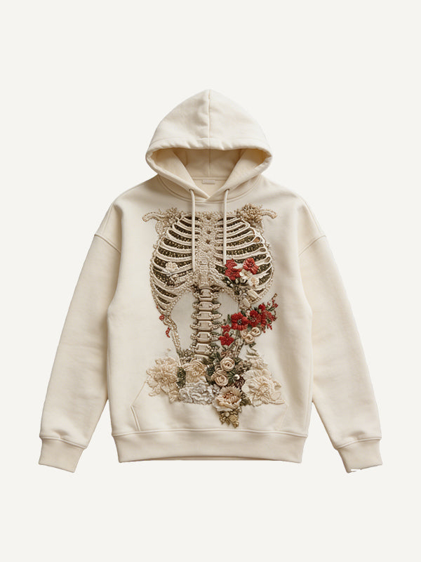 Skull Flower Pure Love Graphic Print Hoodie | Trendy Oversized Hooded Sweatshirt