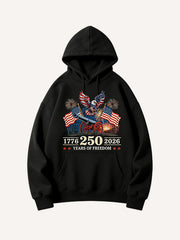 250 Years of Freedom 1776-2026 American Flag Eagle Hoodie - Patriotic Semiquincentennial Pullover Sweatshirt
