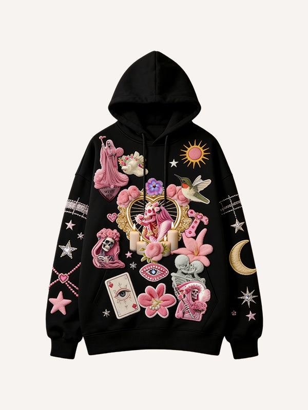 Y2K Praying Virgin Mary Graphic Print Hoodie