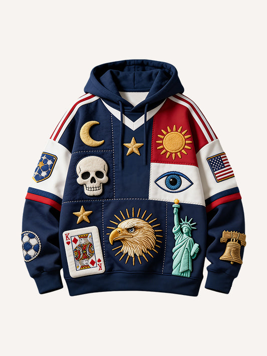 Colorful America Graphic Print Hoodie