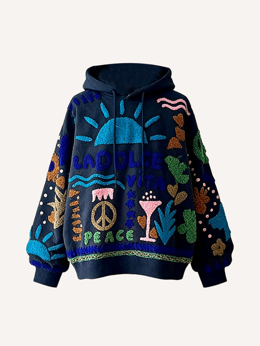 Anti-War Cartoon Trend Print Hoodie