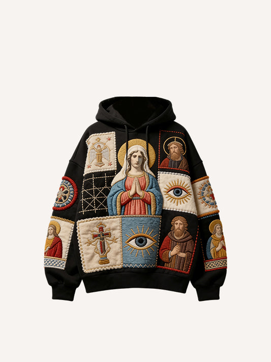 Virgin Mary's Eyes Are Watching Us Print Hoodie
