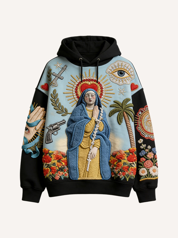 Mary Protected Us Then And Protects Us Now Print Hoodie