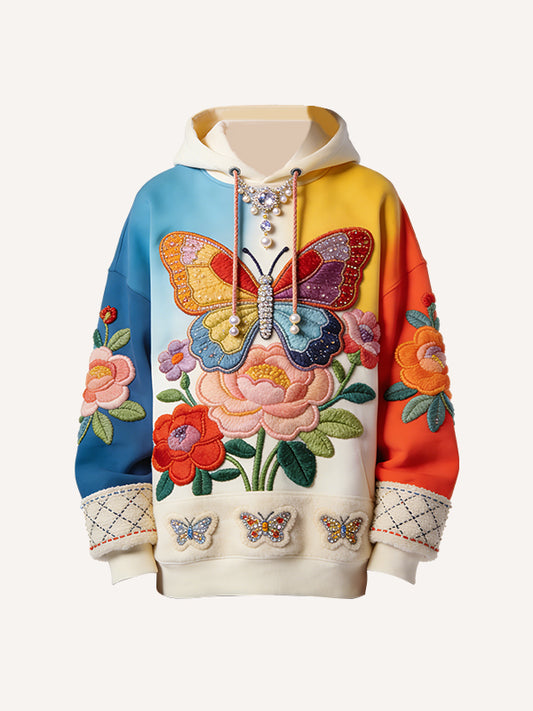Flower Rebirth Butterfly Gradient Print Hoodie