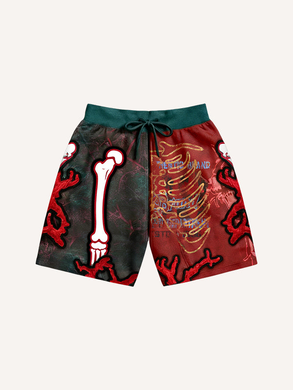 Devil Two-Face Patchwork Print Shorts