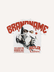 Hip Hop Rap Masked Print T-Shirt