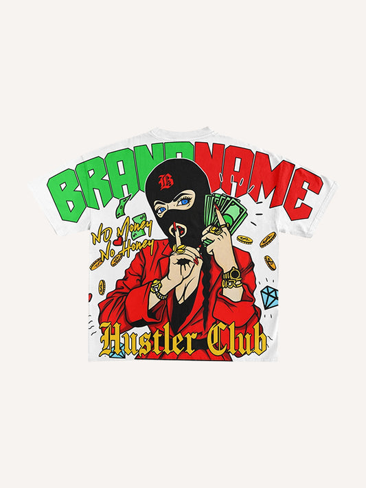 Sexy Female Bandit Masked Print T-Shirt