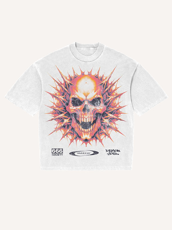 Silent Blast Horror Skull Print T-Shirt