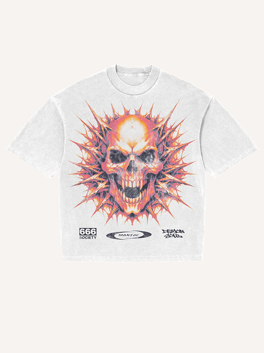 Silent Blast Horror Skull Print T-Shirt