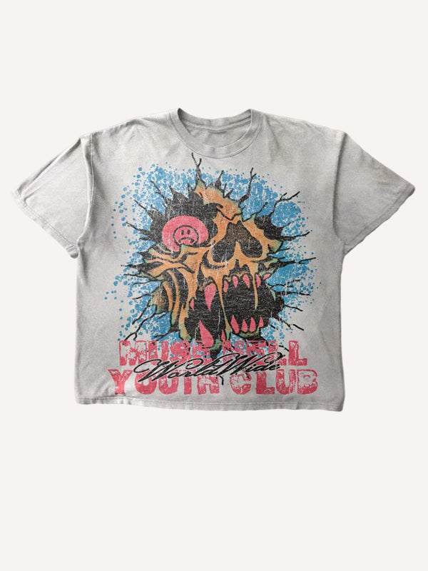 Vintage Washed Print Trendy T-Shirt