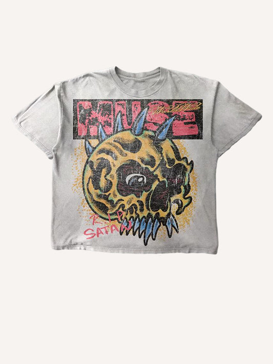 Hand-drawn Fangs Guy Print T-shirt