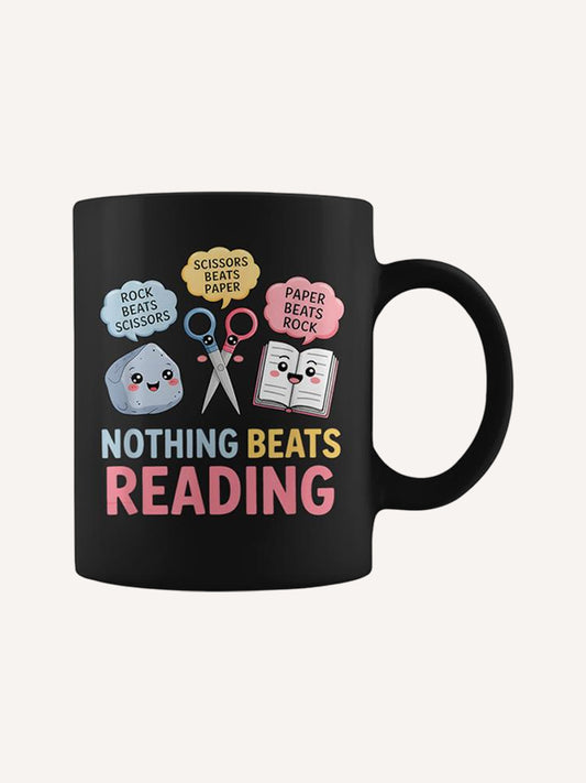 Rock Paper Scissors Nothing Beats Reading Book Lover Coffee Mug