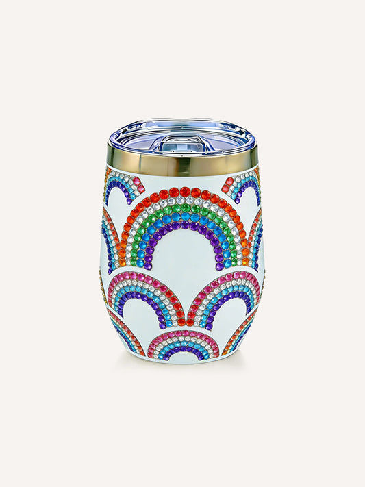 Imitation Rhinestone Personalized Printed 3D Effect Rainbow Printed Cup