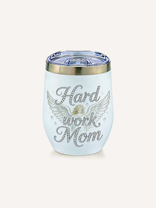 Angel Blesses Our Mom Rhinestone Print Effect Cup