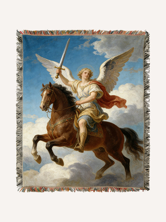 Archangel Blesses Us Oil Painting Carpet Blanket