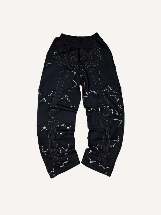 Skeleton Faux Decal Print Elastic Waist Pants