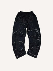 Skeleton Faux Decal Print Elastic Waist Pants