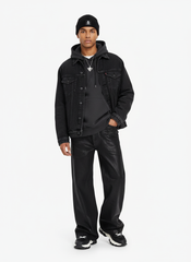 Thesupermade Black Wax Coated Flare Jeans - 2212