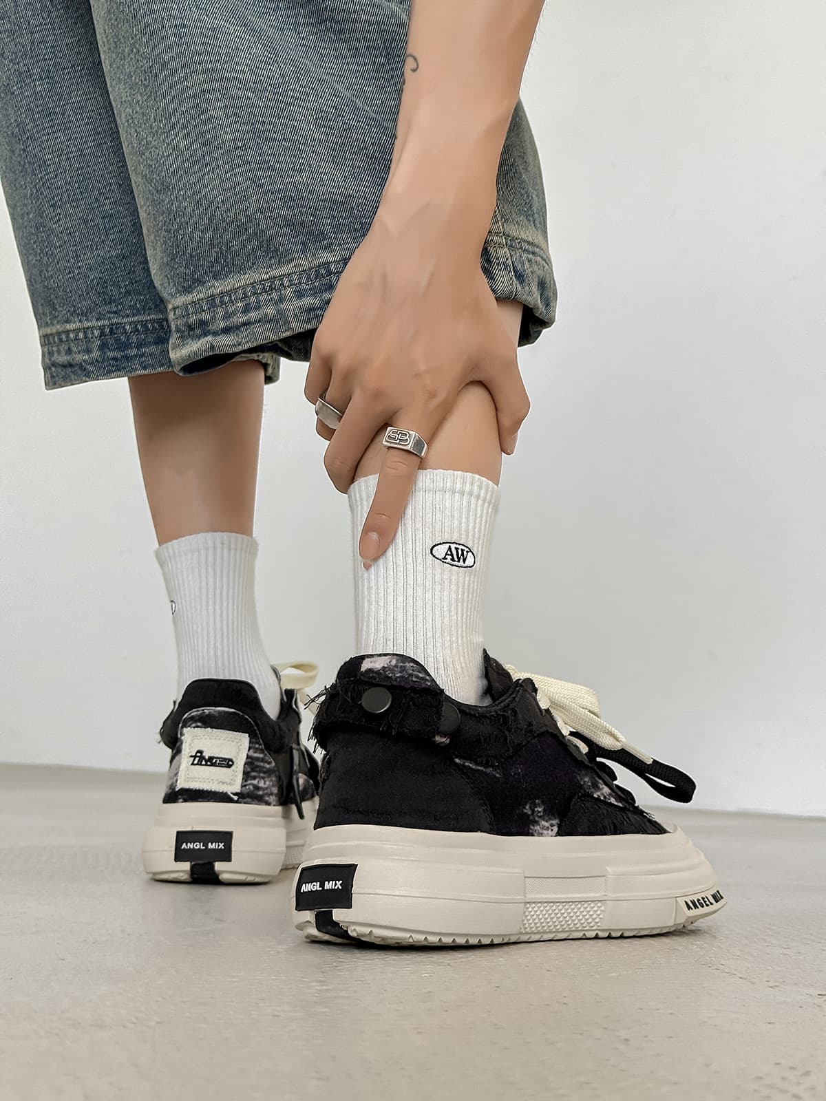 Platform Double Lace Canvas Sneakers