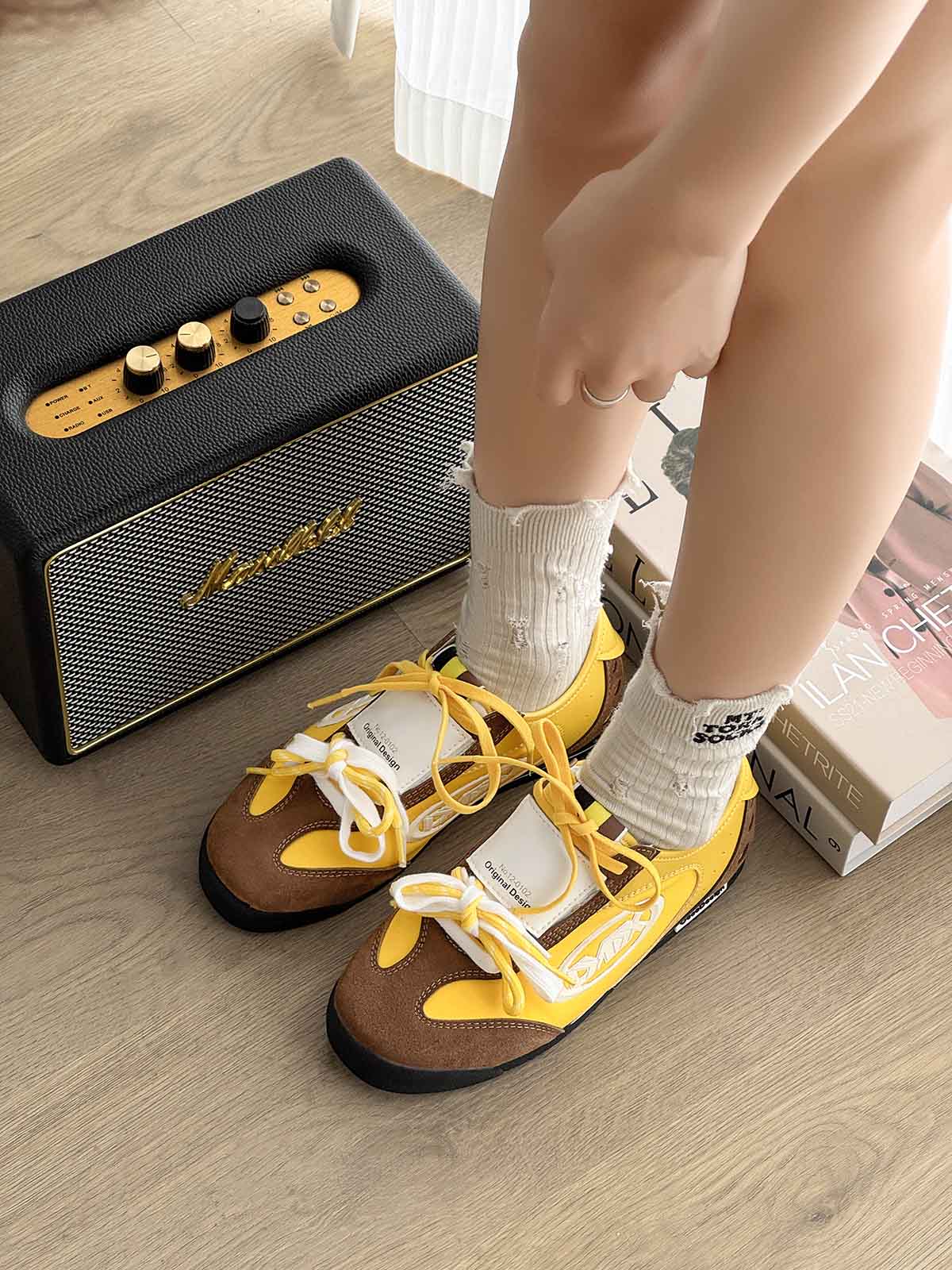 Retro Versatile Double Lace German Trainer Sneakers