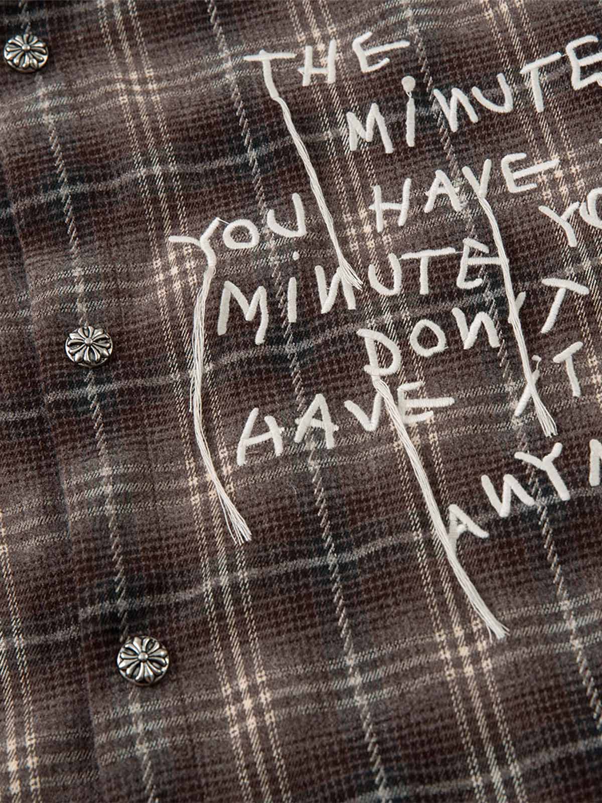 Cotton Street Distressed Plaid Faux Two-Piece Shirt