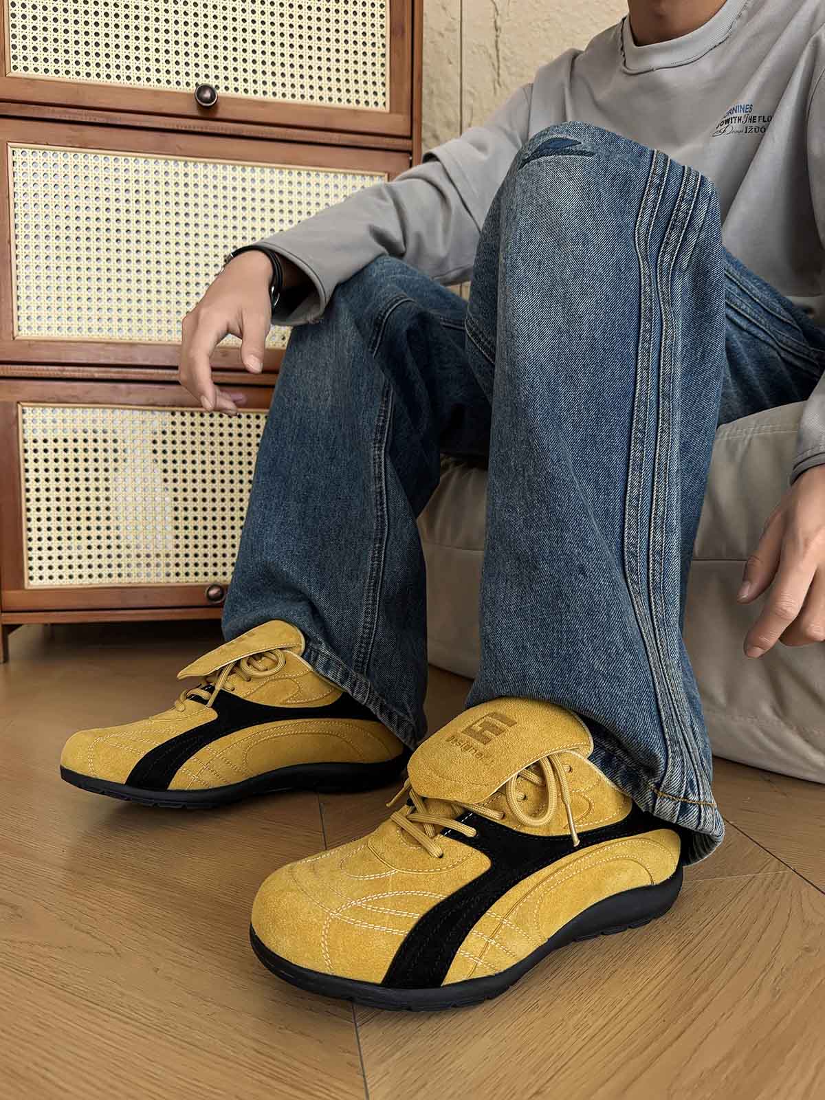 Retro Colorblock Flap Lace German Trainer Sneakers