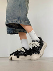 Platform Double Lace Canvas Sneakers