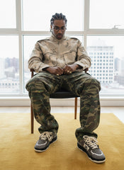 Woven Ripped Camouflage Flared Cargo Pants - 2410