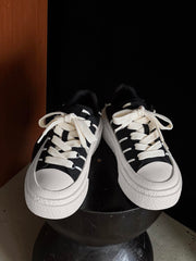 Round Toe Stripe Detail Platform Sneakers