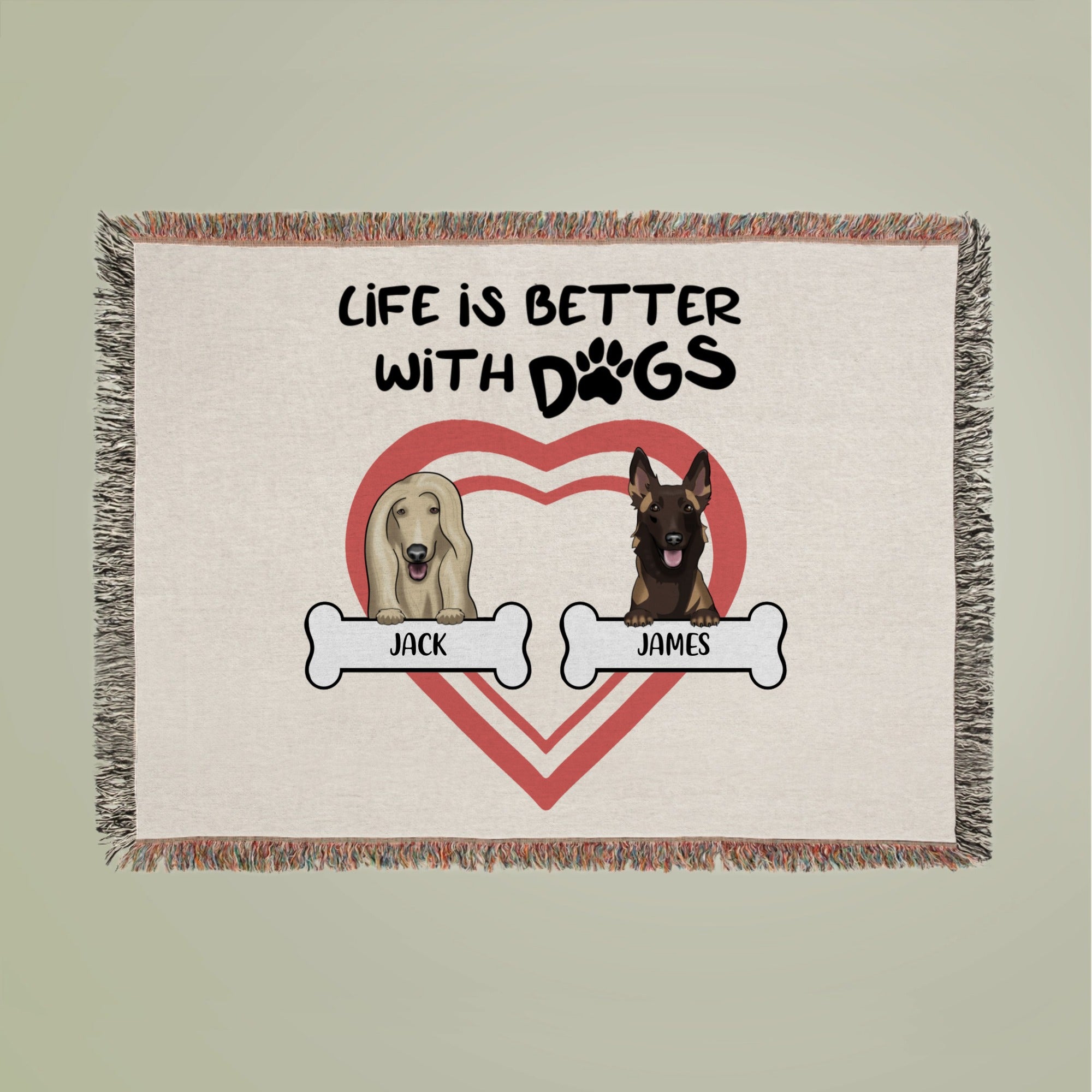 Life is better with dogs Woven Blanket
