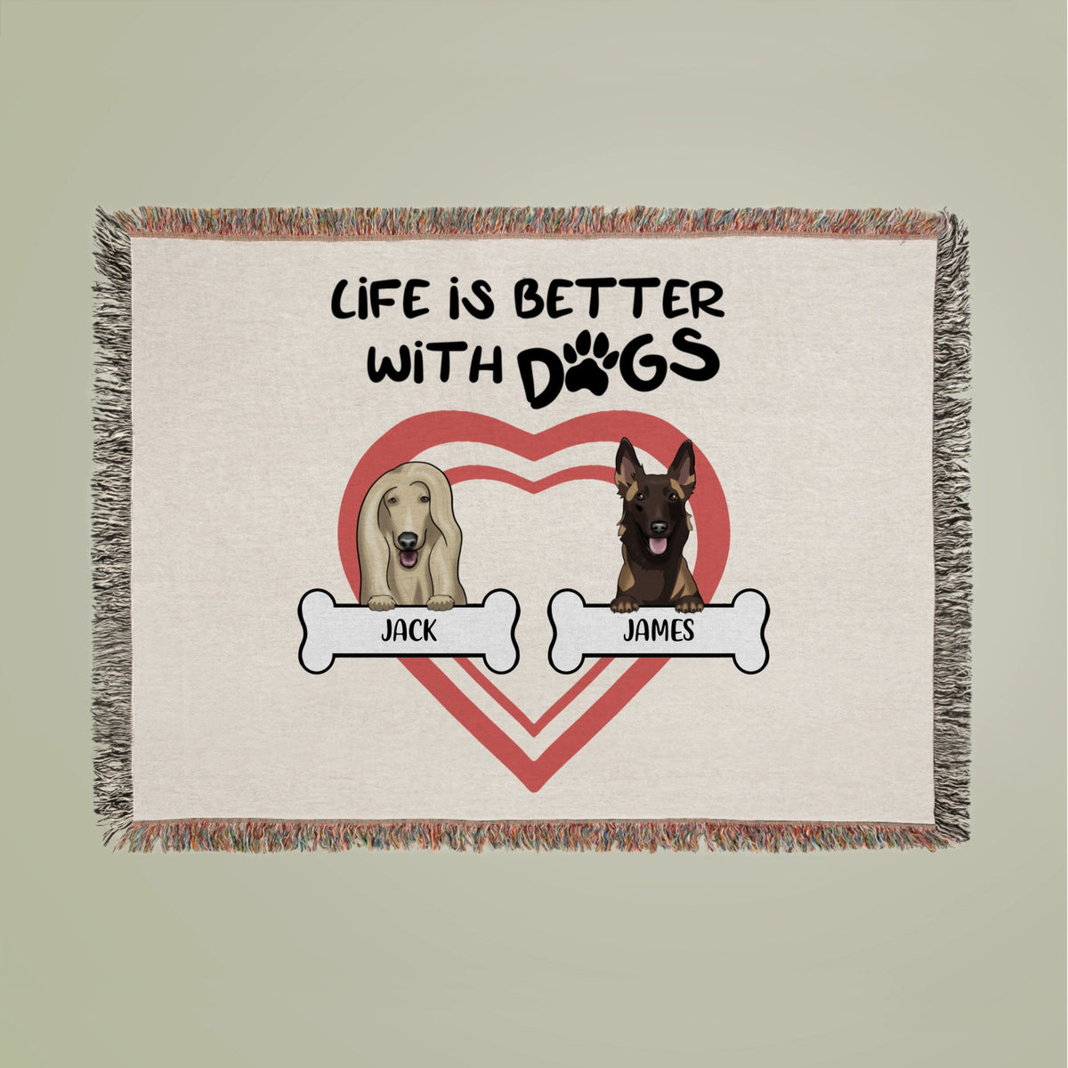 Life is better with dogs Woven Blanket