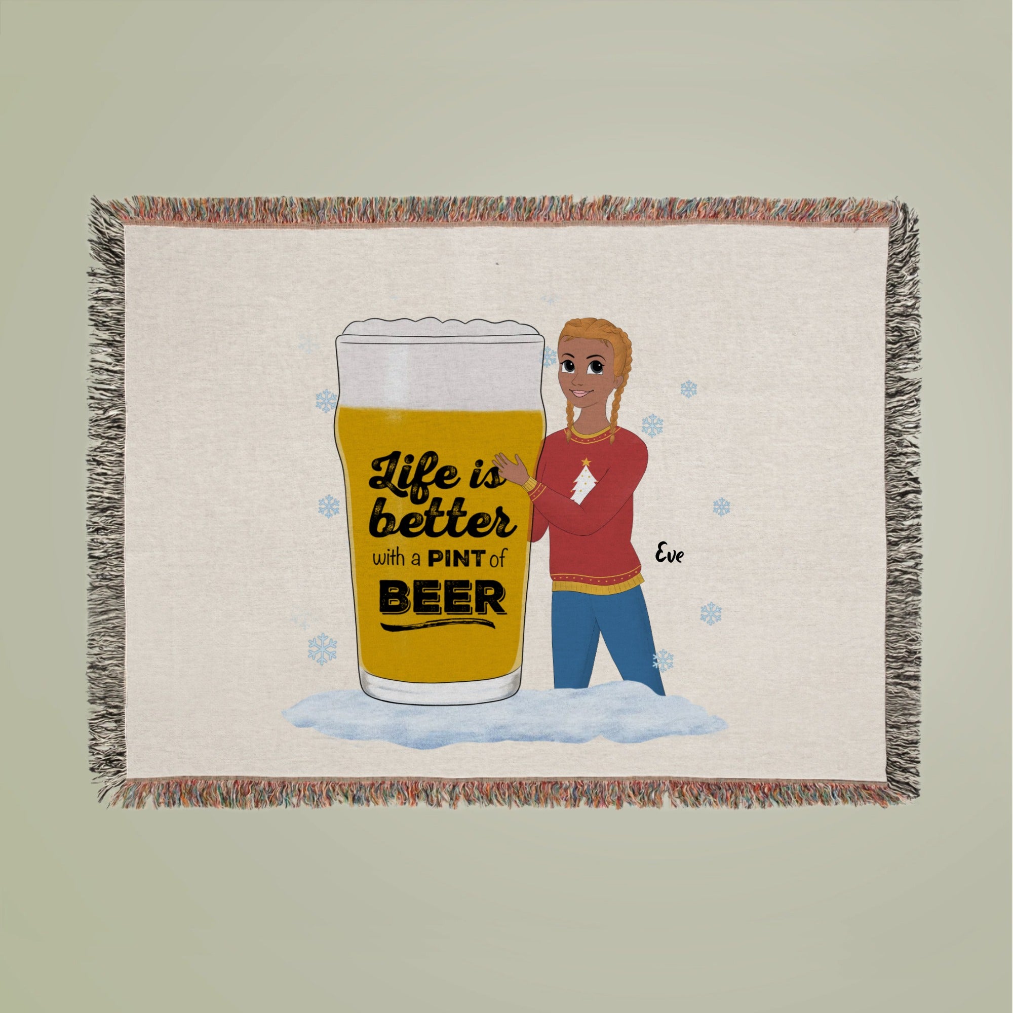 Life is better with a pint of beer Woven Blanket